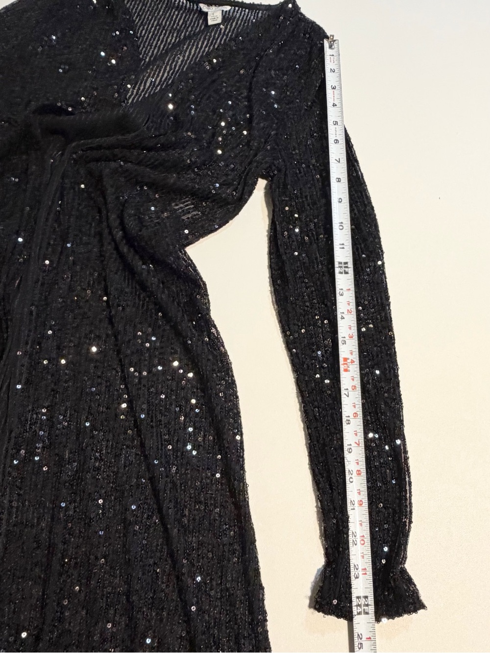 Black sequin sparkle party suit pants duster cardigan jacket set glam bling - Picture 12 of 13
